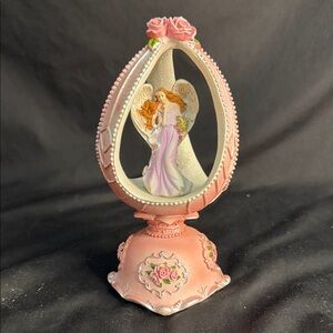 Pink Angel Figurine with Roses with Music